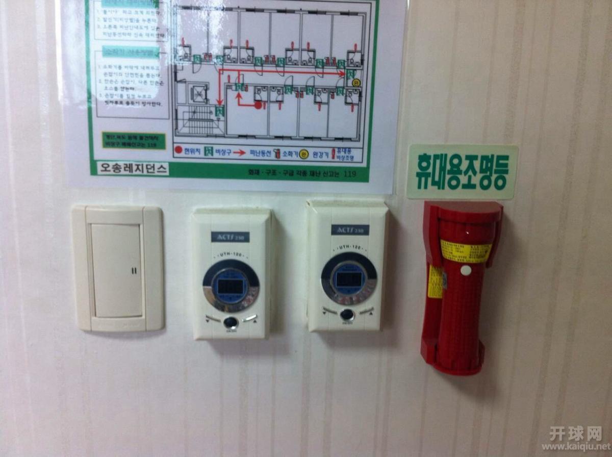 冬天房间是地暖加温。这是地暖开关。红色的是应急手电筒